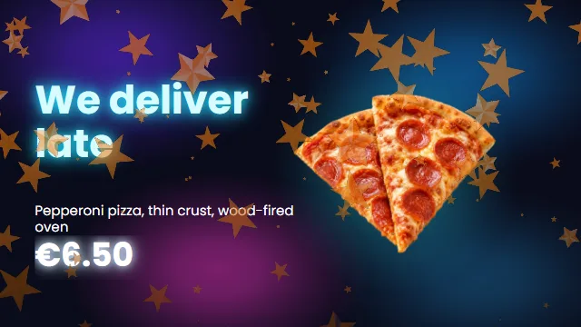 Pizza · delivery until 23:00