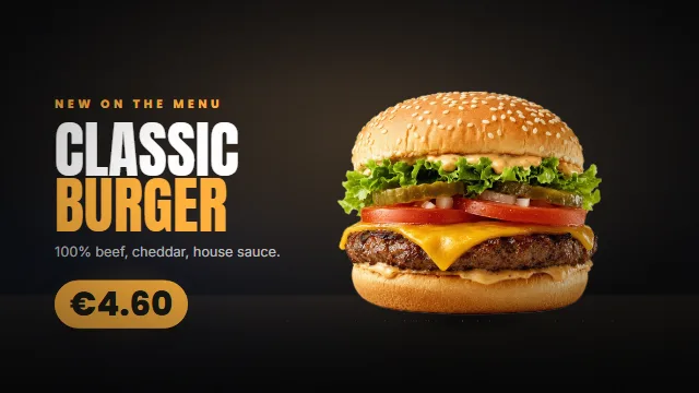 Burger — new product with price