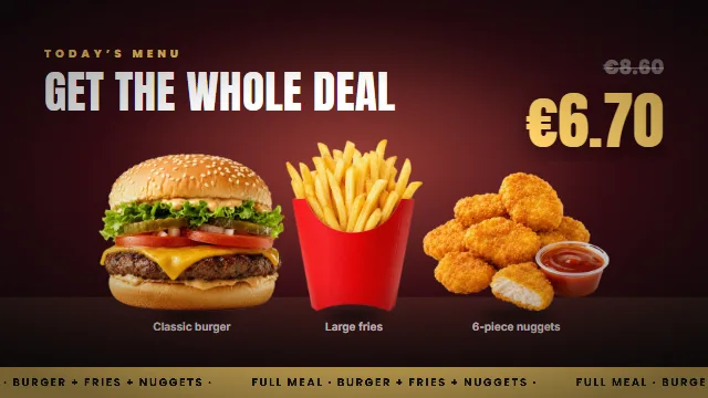Combo — three items, one price